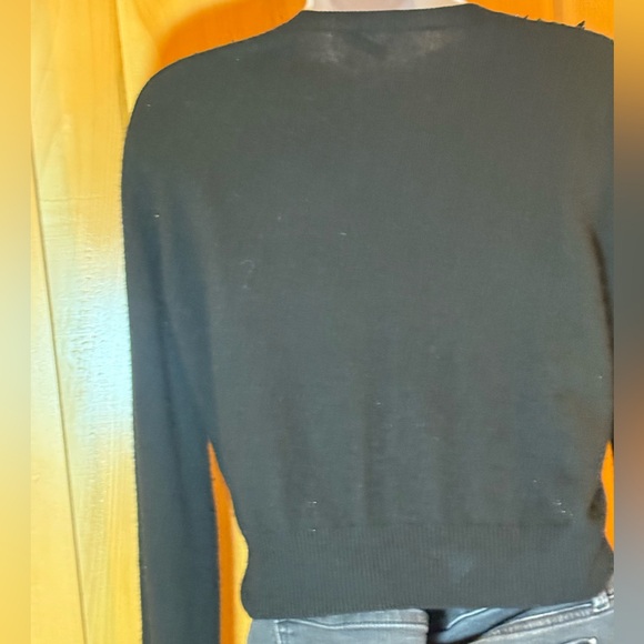 Magaschoni Cashmere Luxury Black 100% Beaded Embellished Cardigan Sweater Size S - Picture 3 of 10